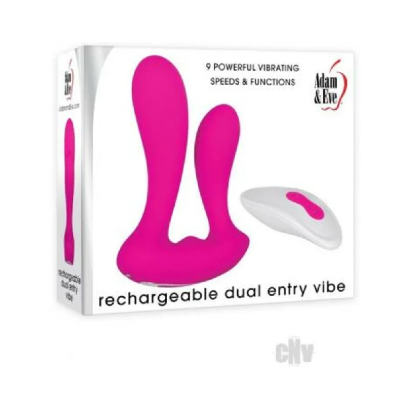 Adam & Eve Rechargeable Dual Entry Vibe w/Remote - Pink