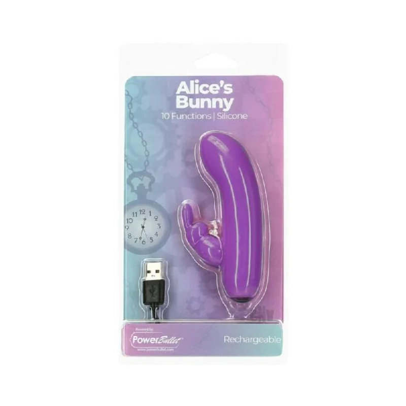 Alices Bunny Rechargeable Bullet With Removable Rabbit Sleeve Purple