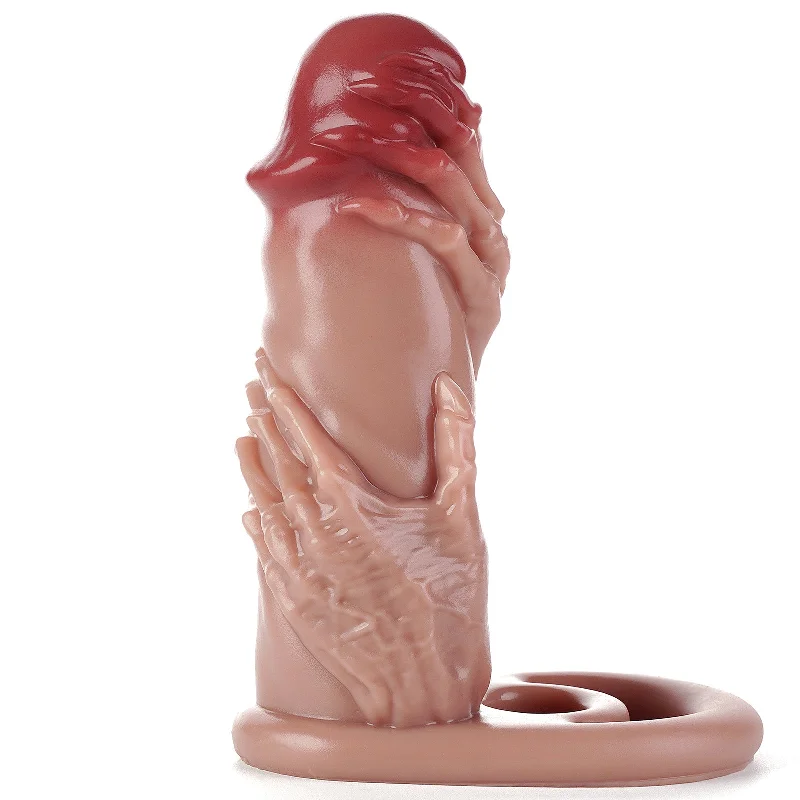 Fist Monsterdildo Cock Sleeve Extender - Blowjob Realistic Penis Ring Silicone Couple Sex Toy