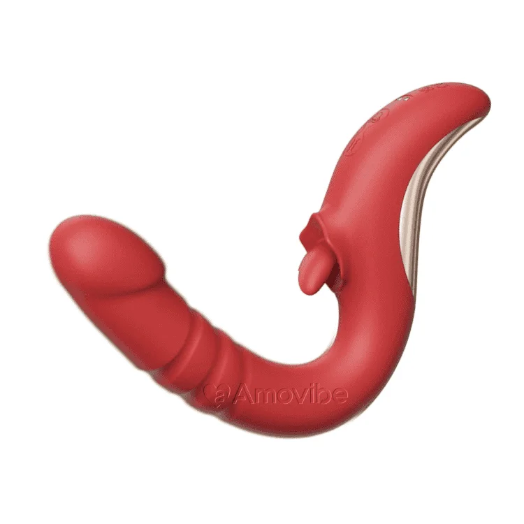 KERERO Dildo Vibrators Female Sex Toy with 9 Thrusting & 10 Licking Patterns