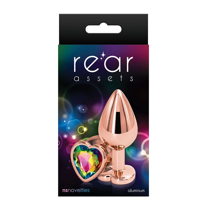 Rear Assets Rose Gold Heart Plug Medium Rainbow