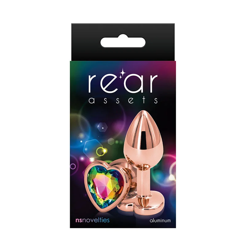 Rear Assets Rose Gold Heart Plug Small Rainbow