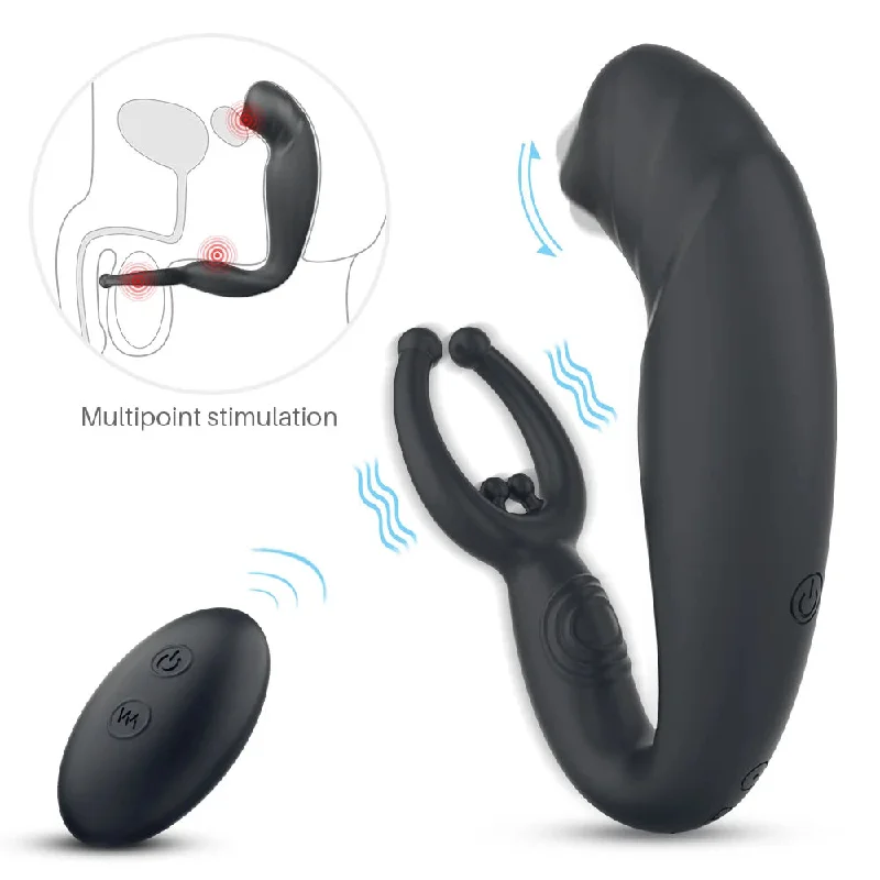 Remote Control Buckle Prostate Massager - Finger Anal Plug Cock Ring Delay Ejaculation