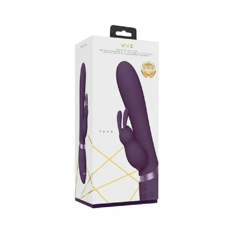 Vive - Taka Rechargeable Auto-inflatable Triple-motor Silicone Rabbit - Purple