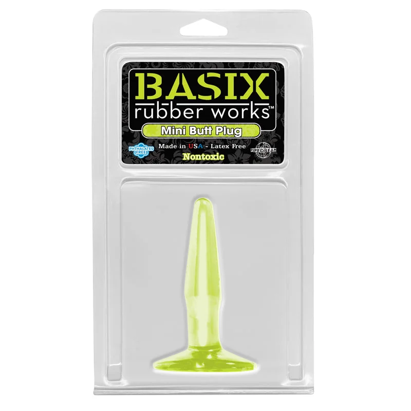 Basix Rubber Works - Mini Butt Plug Glow In The Dark