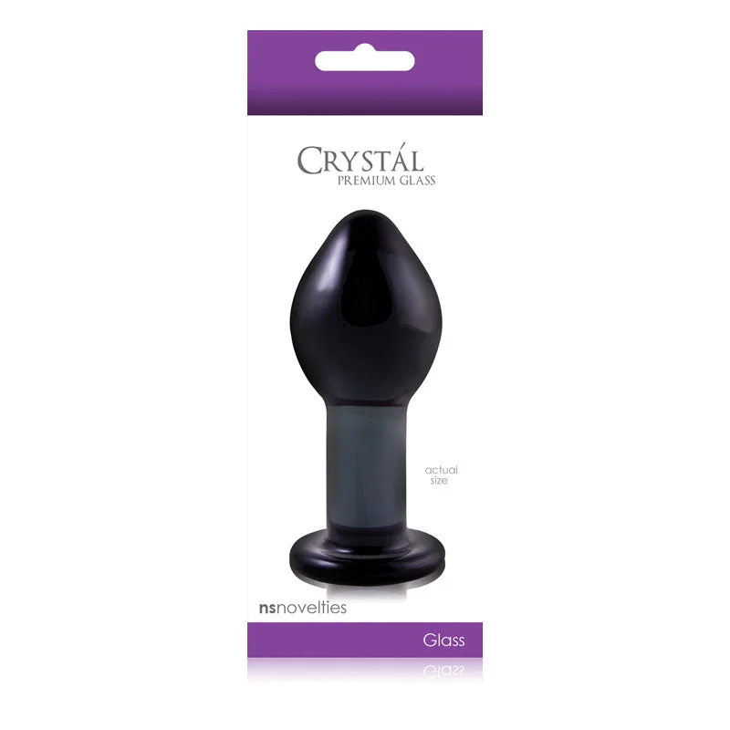 Crystal Large-Charcoal Glass Butt Plug