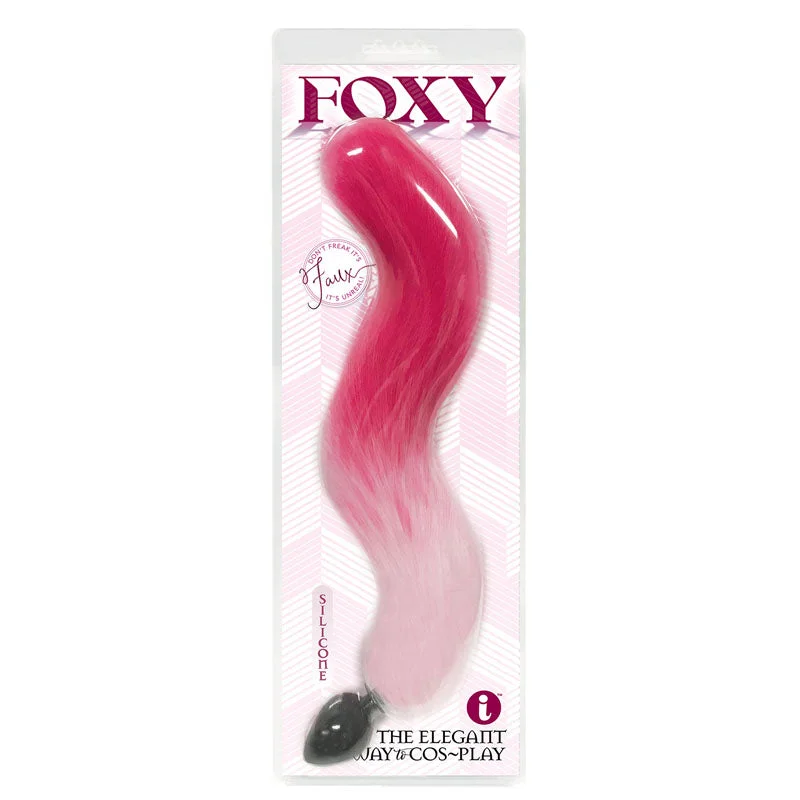 Foxy Fox Tail 18" Silicone Butt Plug Pink Gradient