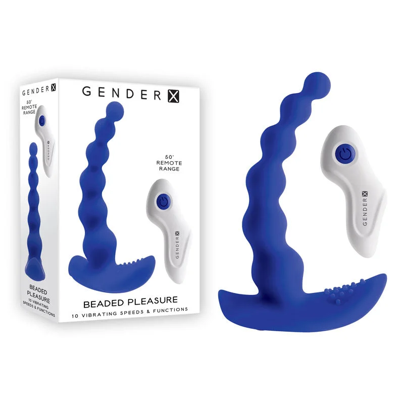 Gender X BEADED PLEASURE - Blue 11.4 cm USB Rechargeable Vibrating Anal Beads with Remote