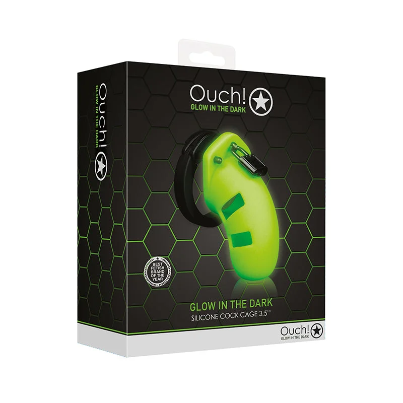 Ouch! Glow in the Dark 3.5 in. Silicone Cock Cage Neon Green