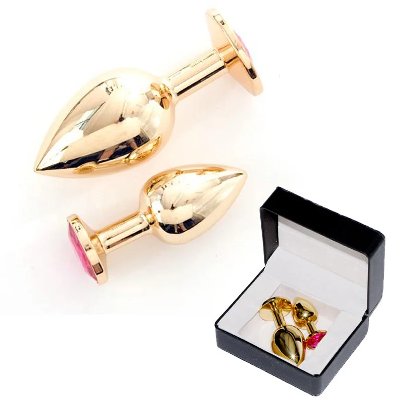 Rapture Gold Plated Stainless Steel Butt Plug w/Crystal (2)