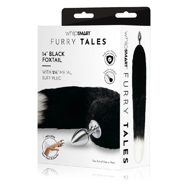 WhipSmart Furry Tales 14 Inch Black Fox Tail Butt Plug