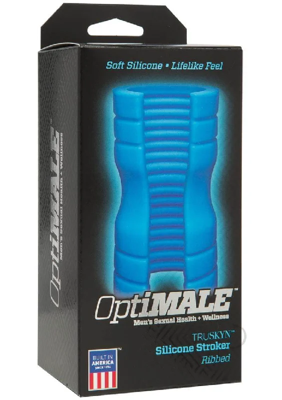 Optimale TRUSKYN Ribbed Silicone Stroker in Blue - Discreet & Body-Safe Design