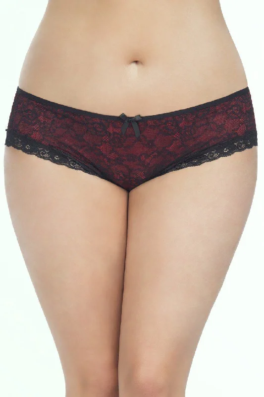 Plus Size Lace Overlay Cage Panty