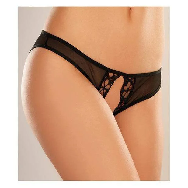 Allure Lingerie - Adore Mirabelle Plum Crotchless Panty O/S (Black)